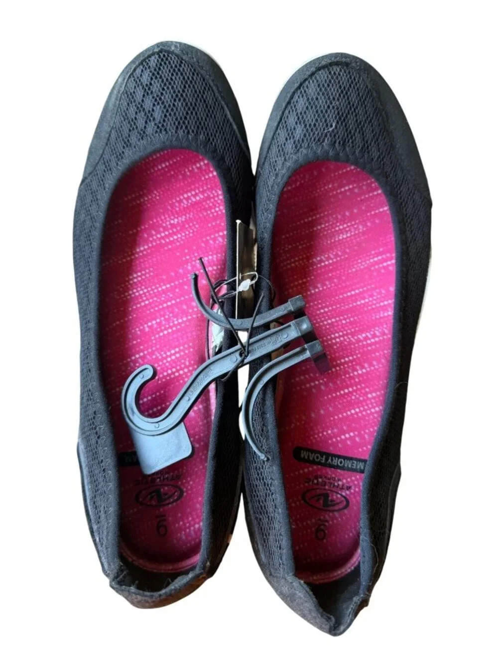 Athletic Works Mesh Black Slip-on Ballet Flats w/Memory Foam Women's Size 9